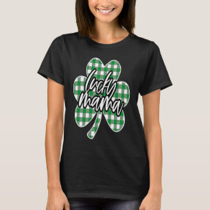 One Lucky Mama Shamrock Plaid Check St Patricks Da T-Shirt