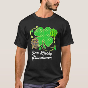 One Lucky Mama St. Patrick's Day Messy Bun Leopard T-Shirt