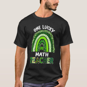 One Lucky Math Teacher Rainbow Leopard St Patricku T-Shirt