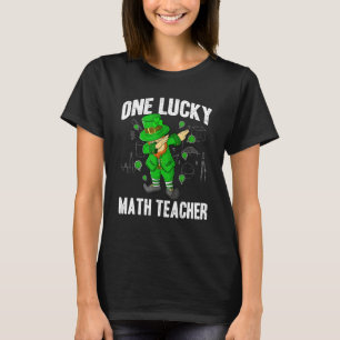 One Lucky Math Teacher St Patricks Day Dabbing Lep T-Shirt