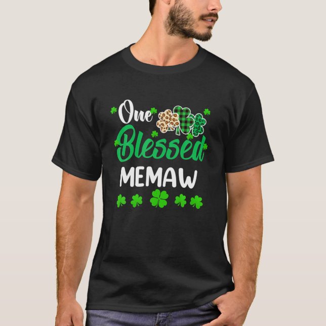 One Lucky Memaw Clover St. Patrick's Day Irish T-Shirt (Front)