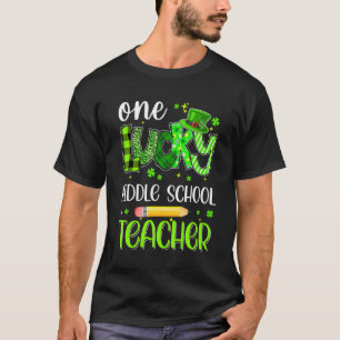 One Lucky Middle School Teacher Pencil St Patricks T-Shirt