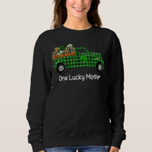 One Lucky Mother Green Plaid Truck Shamrocks St Pa Sweatshirt