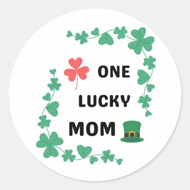 One lucky mum irish    classic round sticker (Front)
