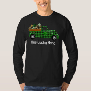 One Lucky Nana Green Plaid Truck Shamrocks St Patr T-Shirt