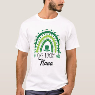 One Lucky Nana Shamrock Patrick's Day Rainbow Iris T-Shirt