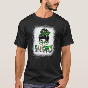 One Lucky Neurology Nurse Bleached Messy Bun St Pa T-Shirt