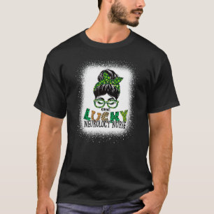 One Lucky Neurology Nurse Bleached Messy Bun St Pa T-Shirt