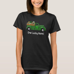One Lucky Nonni Green Plaid Truck Shamrocks St Pat T-Shirt