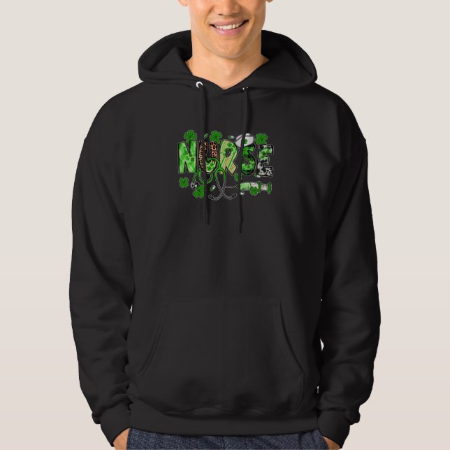 One Lucky Nurse ICU RN Retro Groovy Patrick's Day  Hoodie (Front)