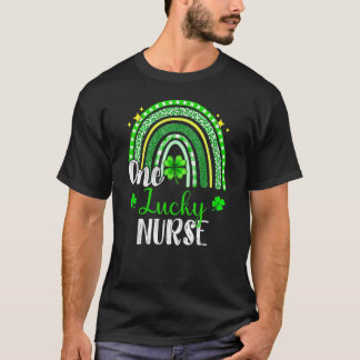 One Lucky Nurse Leopard Print Rainbow St Patricku2 T-Shirt