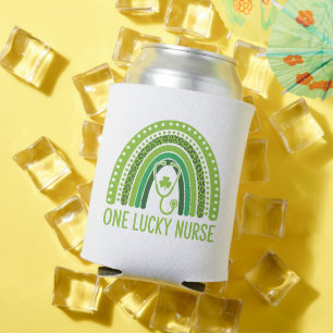 One Lucky Nurse Scrub RN ICU ER St Patricks Day Can Cooler