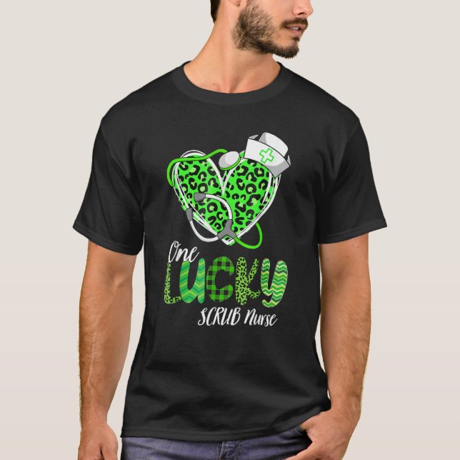 One Lucky Nurse Scrub RN ICU ER St Patricks Day Nu T-Shirt (Front)
