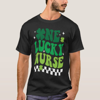 One Lucky Nurse Shamrock Irish Groovy Happy St Pat T-Shirt
