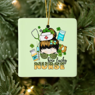 One Lucky Nurse St. Patrick's Ceramic Ornament
