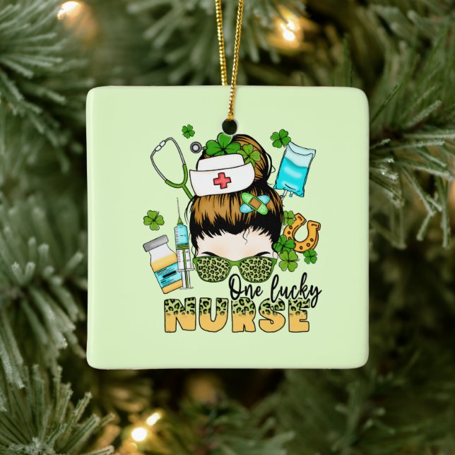 One Lucky Nurse St. Patrick's Ceramic Ornament (Tree)