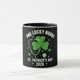 One Lucky Nurse St. Patrick's Day 2026 Green Glitt Mug