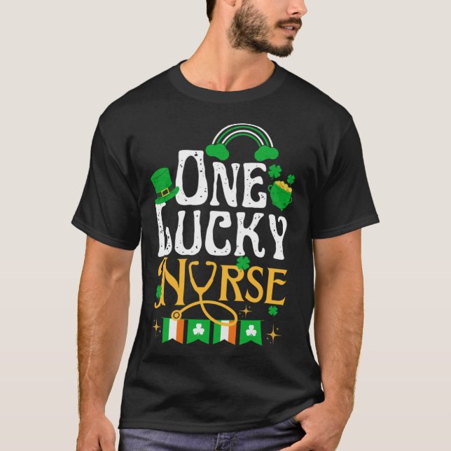 One Lucky Nurse St Patricks Day Funny Irish Shamro T-Shirt (Front)