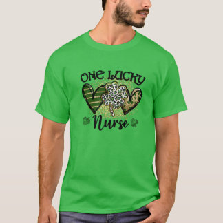 One Lucky Nurse St Patricks Day Leopard Shamrock N T-Shirt
