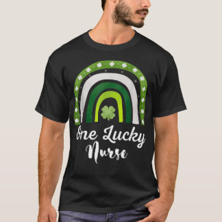 One Lucky Nurse St Patricks Day Rainbow Shamrock W T-Shirt