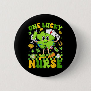 One Lucky Nurse St Patricks Day Shamrock Irish Wom 6 Cm Round Badge