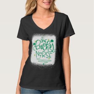 One Lucky Nurse St Rn Patricks Day Nurses Bleached T-Shirt