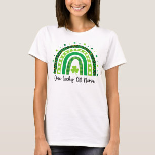 One Lucky Ob Nurse Rainbow Leopard St Patricks Day T-Shirt