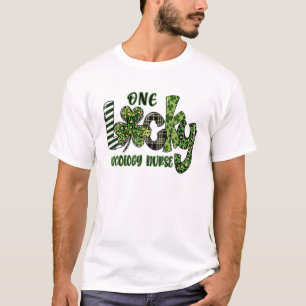 One Lucky Oncology Nurse Leopard Plaid St Patrick’ T-Shirt