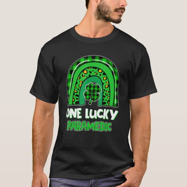 One Lucky Paramedic Rainbow Shamrock St Patrick S  T-Shirt (Front)