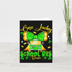 One lucky patrick's day school bus driver bow tie card