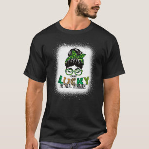 One Lucky Physical Therapist Bleached St Patricks T-Shirt