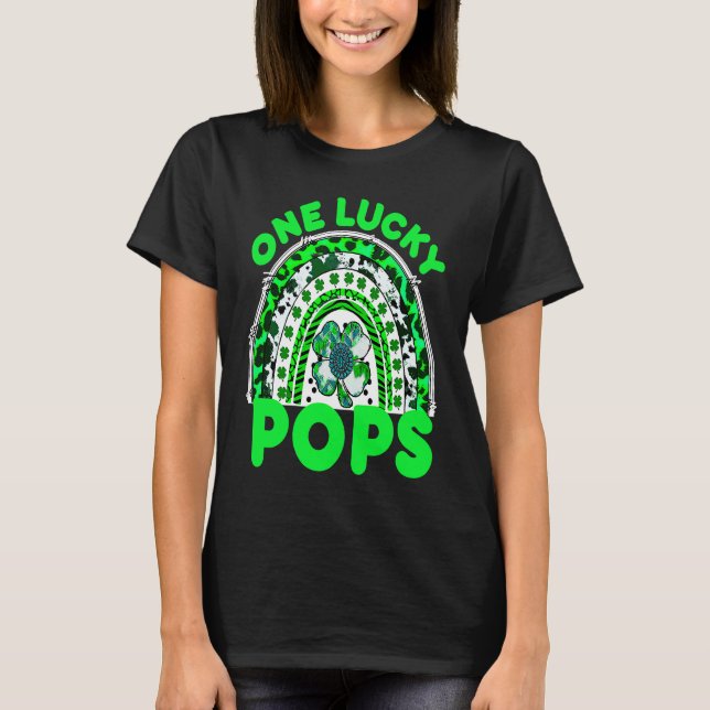 One Lucky Pops Good Luck Green Rainbow Shamrock Le T-Shirt (Front)