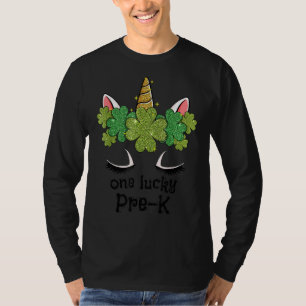 One Lucky Pre K Cute Unicorn Face St Patricks Days T-Shirt