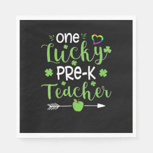 One Lucky Pre-K Teacher Shirt St Patricks Day Iris Napkin