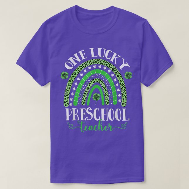 One Lucky Preschool Teacher St Patricks Day Funny  T-Shirt (Design Front)