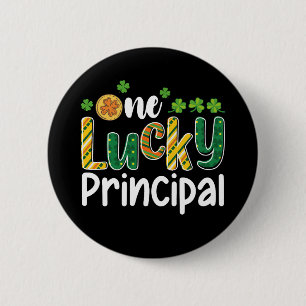 One Lucky Principal School St Patrick's Day 6 Cm Round Badge