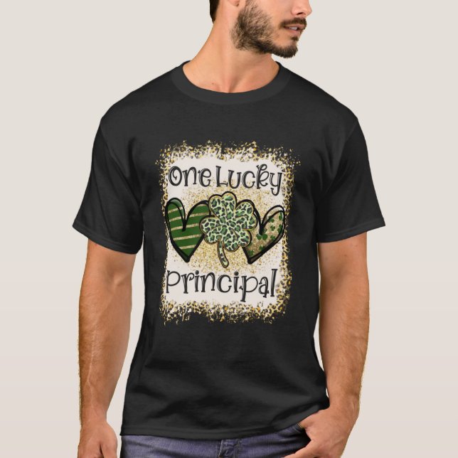 One Lucky Principal St Patricks Day Leopard Shamro T-Shirt (Front)