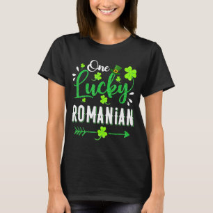 One Lucky Romanian Shamrock Leprechaun Hat St Patr T-Shirt
