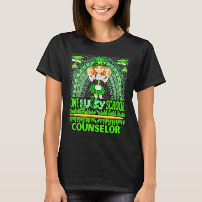 One Lucky School Counsellor Lucky Teacher St Patri T-Shirt (Front)