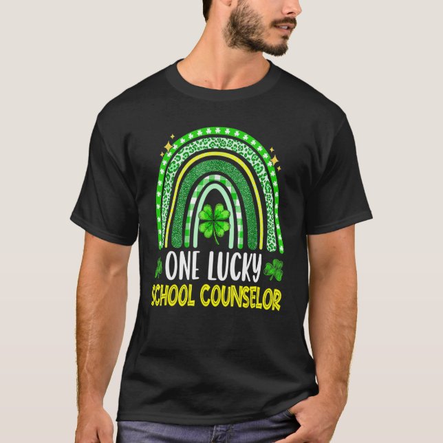One Lucky School Counsellor Rainbow Shamrock St Pa T-Shirt (Front)