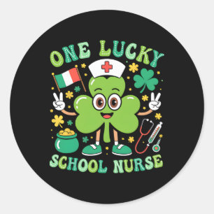 One Lucky School Nurse St Patrick's Day Shamrock I Classic Round Sticker