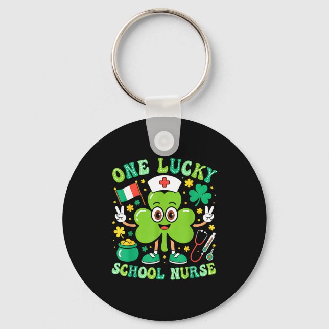 One Lucky School Nurse St Patrick's Day Shamrock I Key Ring (Front)