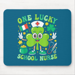 One Lucky School Nurse St Patrick's Day Shamrock I Mouse Mat