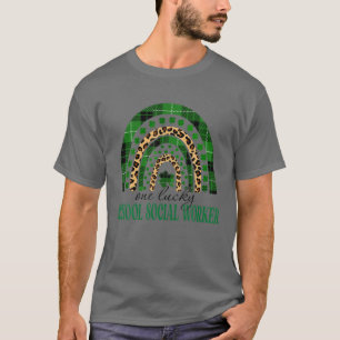 One Lucky School Social Worker Rainbow Leopard Clo T-Shirt