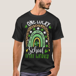 One Lucky School Social Worker Rainbow St Patricks T-Shirt