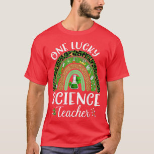 One Lucky Science Teacher Rainbow Shamrock St Patr T-Shirt