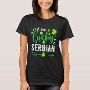 One Lucky Serbian Shamrock Leprechaun Hat St Patri T-Shirt