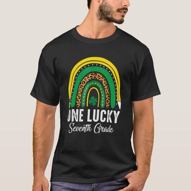 One Lucky Seventh Grade Rainbow St Patricks Day Te T-Shirt (Front)