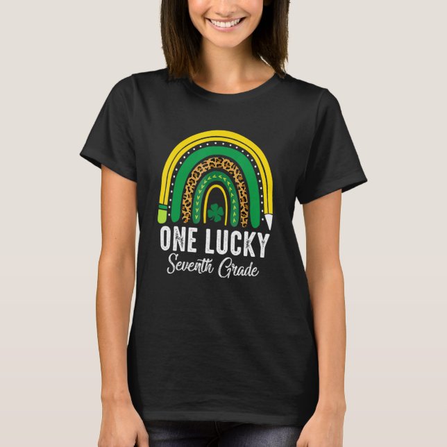 One Lucky Seventh Grade Rainbow St Patricks Day Te T-Shirt (Front)