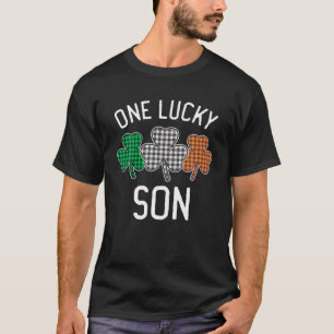 One Lucky Son St. Patrick's Day Irish Flag Plaid C T-Shirt
